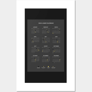 2024 Lunar Calendar, Dark Moon Phase Calendar Posters and Art